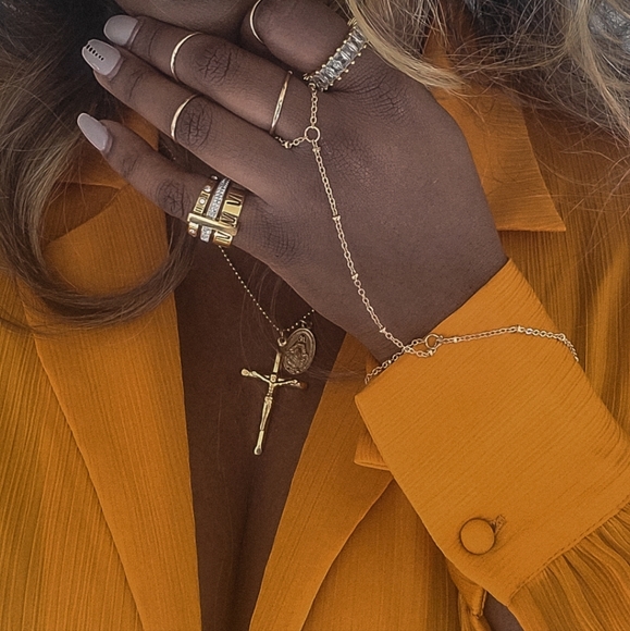 Ellie Gold Cross & Pendant Necklace - Picture 2 of 8